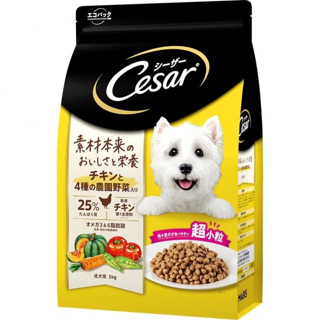 シーザードライ 成犬用 超小粒 ドッグフード チキンと4種の農園野菜