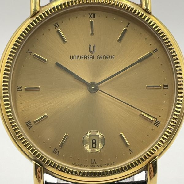 R304-J014093-15 ◎ UNIVERSAL GENEVE ユニバーサル ジュネーブ メンズ腕時計 555.200 ゴールド文字盤 クオーツ デイト フェイス約30mm