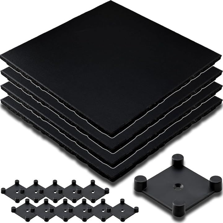 as known ジム トレーニング ゴム マット フィットネス ラバーフロア 50cmx50cm 20cm厚 4枚セット 1平米 ピュアブラックカラー