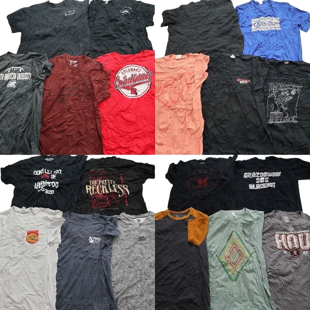 古着卸 まとめ売り カラーmix プリント 半袖Tシャツ 20枚セット (メンズ XL ) ラグランスリーブ ハーレー ワンポイント 中古 古着 MZ0314
