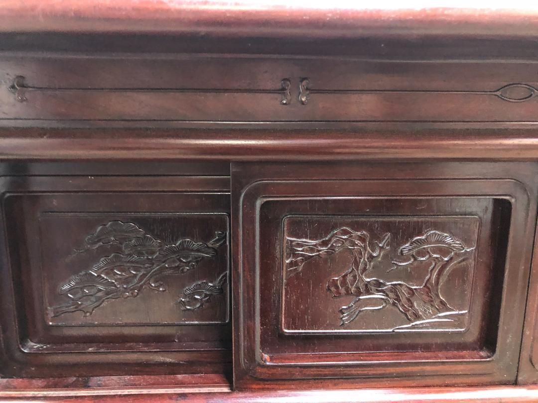 飾り棚 和棚 茶棚 アンティーク 彫刻入り 送料込み　250309-1 飾り棚 和棚 茶棚 アンティーク 彫刻入り 送料込み 250309-1