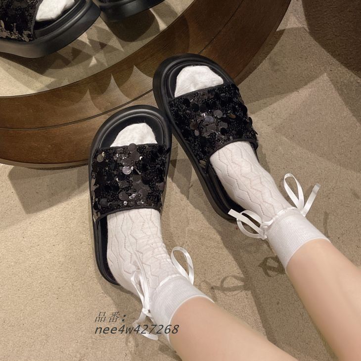 【偽造品10倍補償】公式正規品！スパンコールサンダル サンダル 柔らかい素材 ビーチサンダル コンフォートサンダル 厚底サンダル 靴  宅込 送料無料  nee4w427268 成長対応