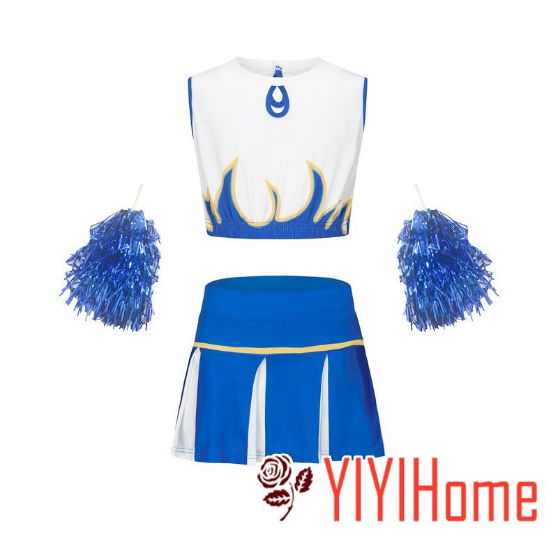 Choomomo] 子供用 女の子 チアリーダー ユニフォーム ハロウィン チアリーディング 長袖 クロップトップ スカート ポン チアリーディングユニフォーム  コスチューム 小さな女の子用 Choomomo] 子供用 女の子 チアリーダー ユニフォーム ハロウィン チアリーディング 長袖 ... キッズ/ガールズ 子供用 ミニスポーツ チアリーダー チアリーディング 長袖 コスチューム ユニフォーム ハロウィン 衣装 ドレス