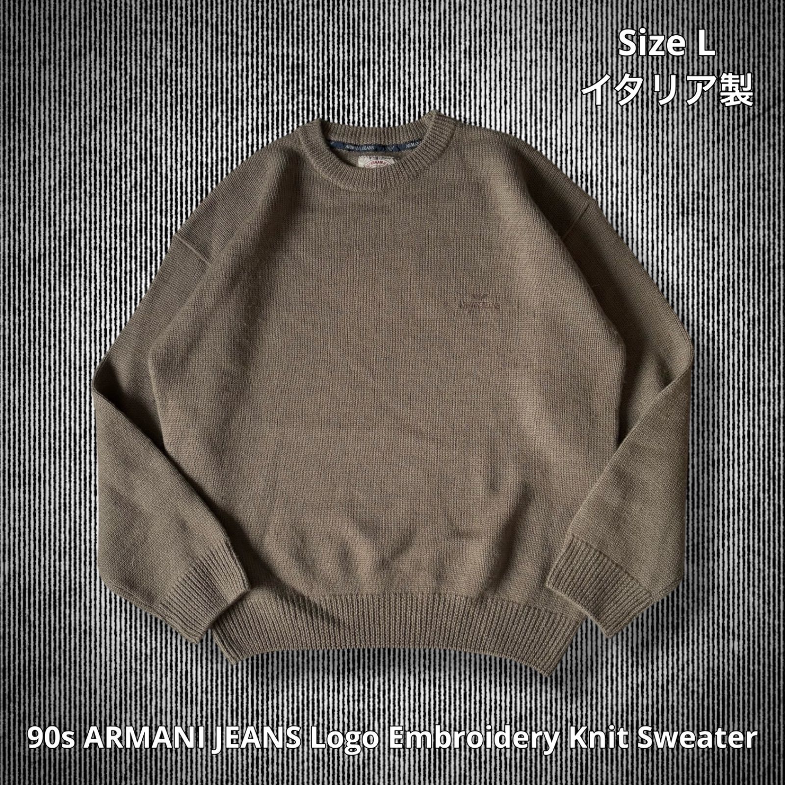 90s ARMANI JEANS Logo Embroidery Knit Sweater アルマーニ