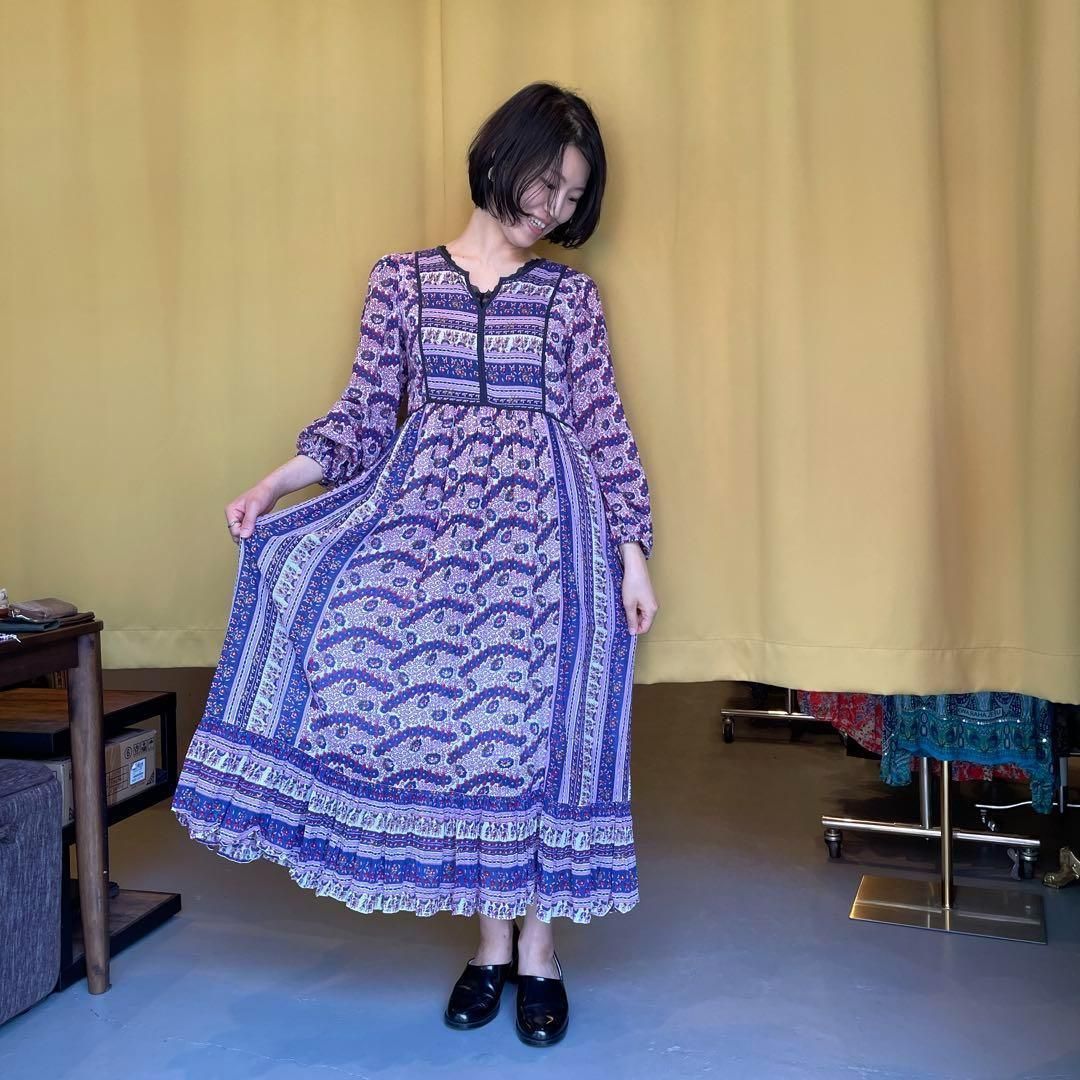 ヌキテパ♡エスニック柄ワンピース ブルー ヌキテパ♡エスニック柄ワンピース ブルー