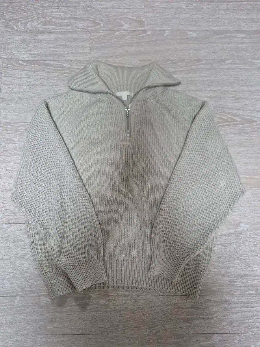 ハーフジップアップ ニット セーター オートミール