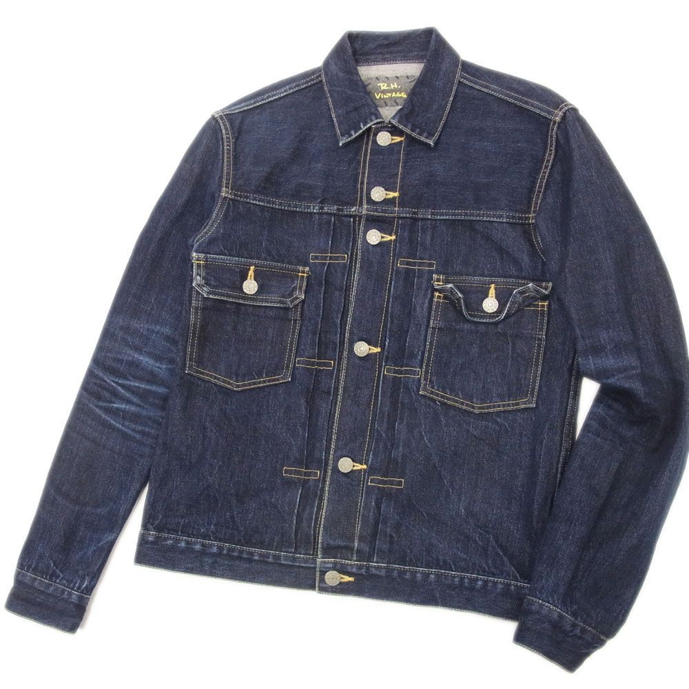 定価5万円R.H.Vintage RON HERMAN ロンハーマン 2nd デニム トラッカー ジャケット メンズ Sサイズ 濃紺 アールエイチ ヴィンテージ