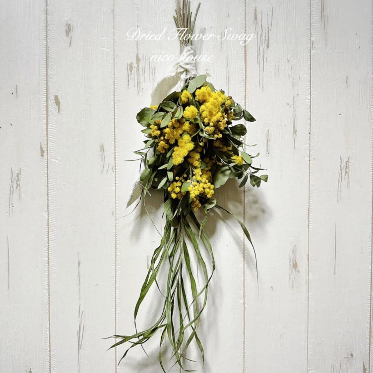 ミモザのスワッグ ドライフラワースワッグ 春のスワッグ - メルカリ 