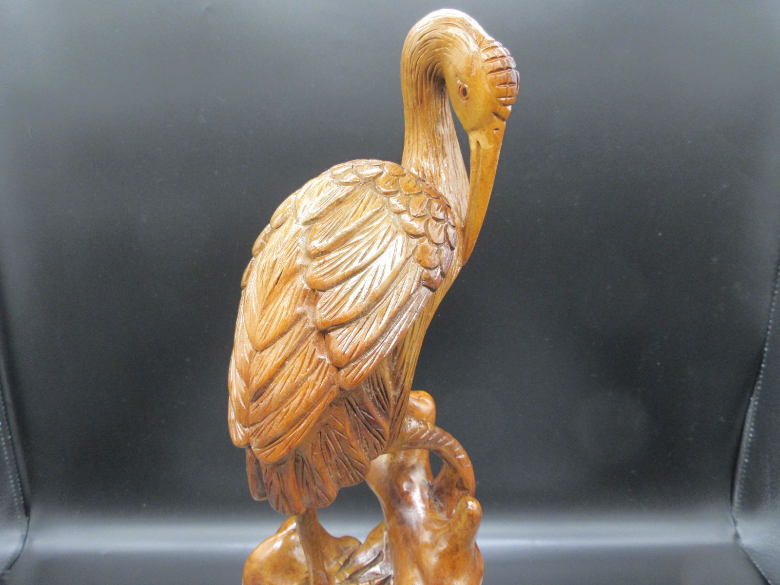 雙鶴呈祥 木製つるの彫刻 2点セット 【公式通販】