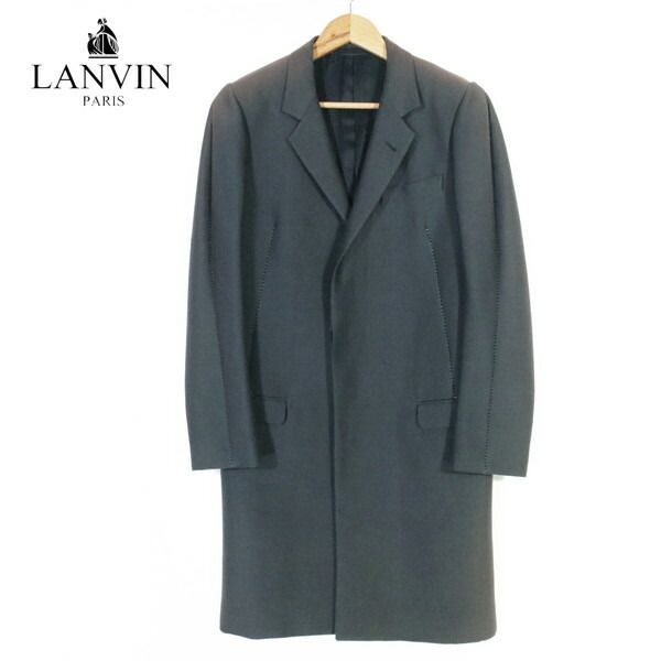 ★【LANVIN ランバン】『シングルチェスターコート』ネイビー／メンズ ☆【LANVIN ランバン】『シングルチェスターコート』ネイビー
