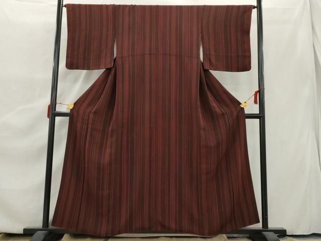 平和屋着物▽小紋 単衣 横縞 洗える着物 AAAU8556fy