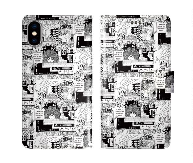 [AQUOS sense4 lite] iPhone16 ケース スカラー スマホケース 手帳型 iPhone16 Pro ケース アイフォン16 15 14 13 12 11 スマホカバー 全機種対応 手帳 ScoLar モノクロ 総柄 スカラコ ダイアリー