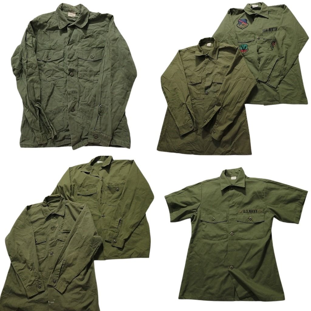 古着卸 まとめ売り 米軍実物 ユーティリティシャツミリタリー 6枚セット (メンズ 17 1/2 /16 1/2 /15 1/2 ) 70s U.S.NAVY 中古 古着 MY1356