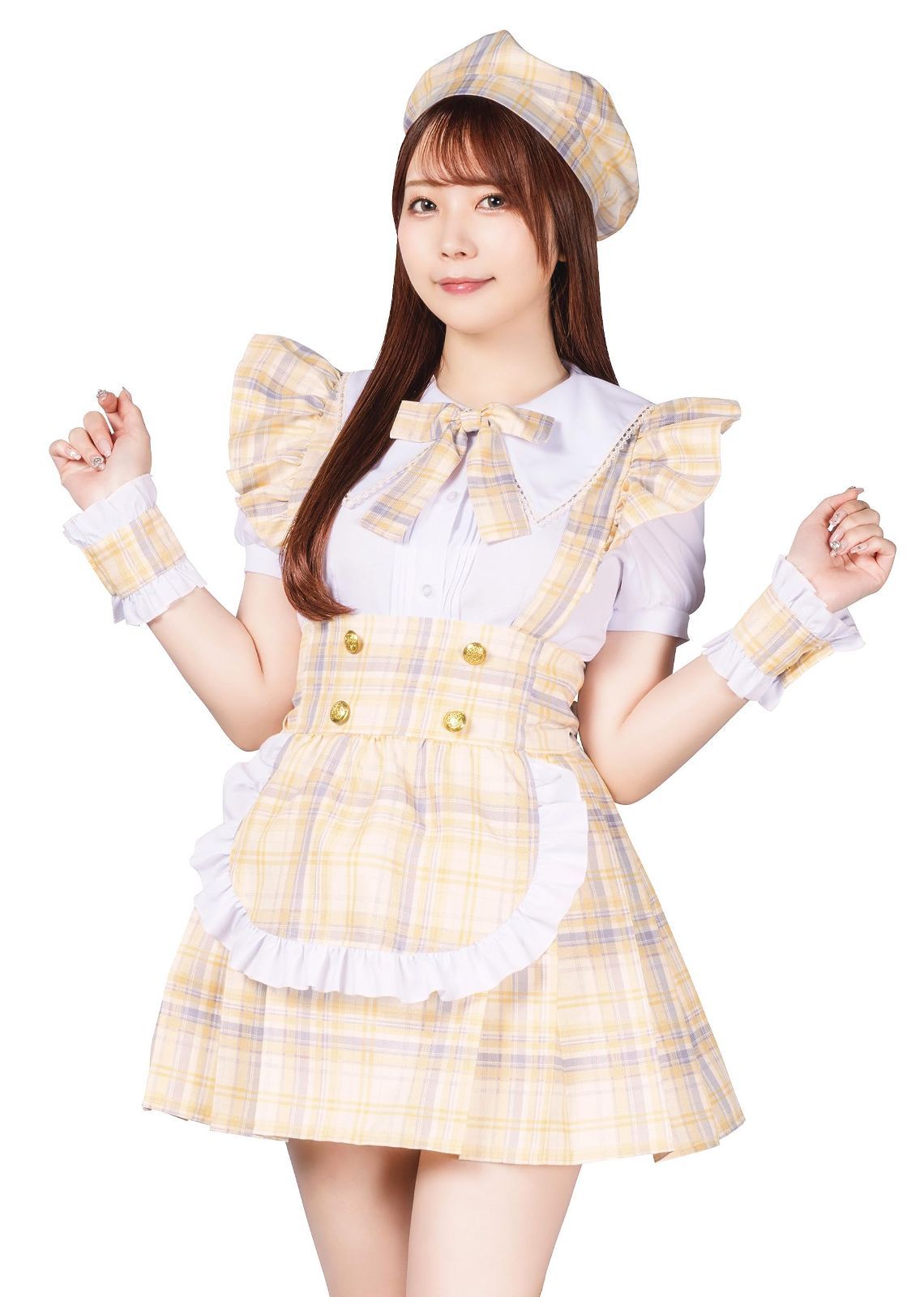 コスプレ ハロウィン リリカルパレット アイドルチェックメイド レディース クリアストーン Clearstone イエロー