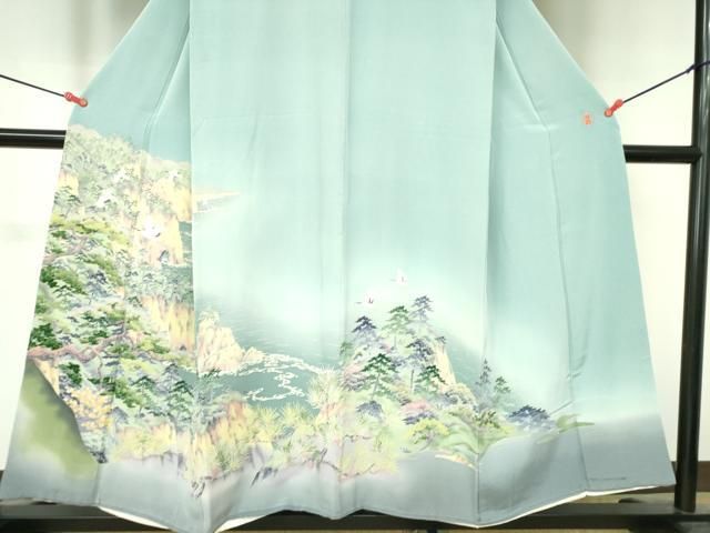 平和屋本店□極上 訪問着 流水文 薄卵色地 金彩 逸品 DZAB0766kh5