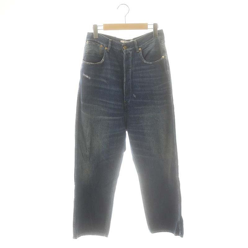 ゴールデングース GOLDEN GOOSE Deuxieme Classe取り扱い ワイドデニムパンツ ジーンズ ダメージ加工 青 |MI OS
