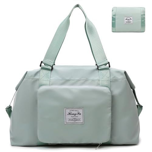 E-緑 Ganve レディース ボストンバッグ 修学 旅行バッグ 1泊2日 折り畳み 3way 大容量 25L 防水 アウトドア スポーツバッグ ブランド バッグ ファッション 軽量 キャリーオンバッグ 女性用 御洒落 