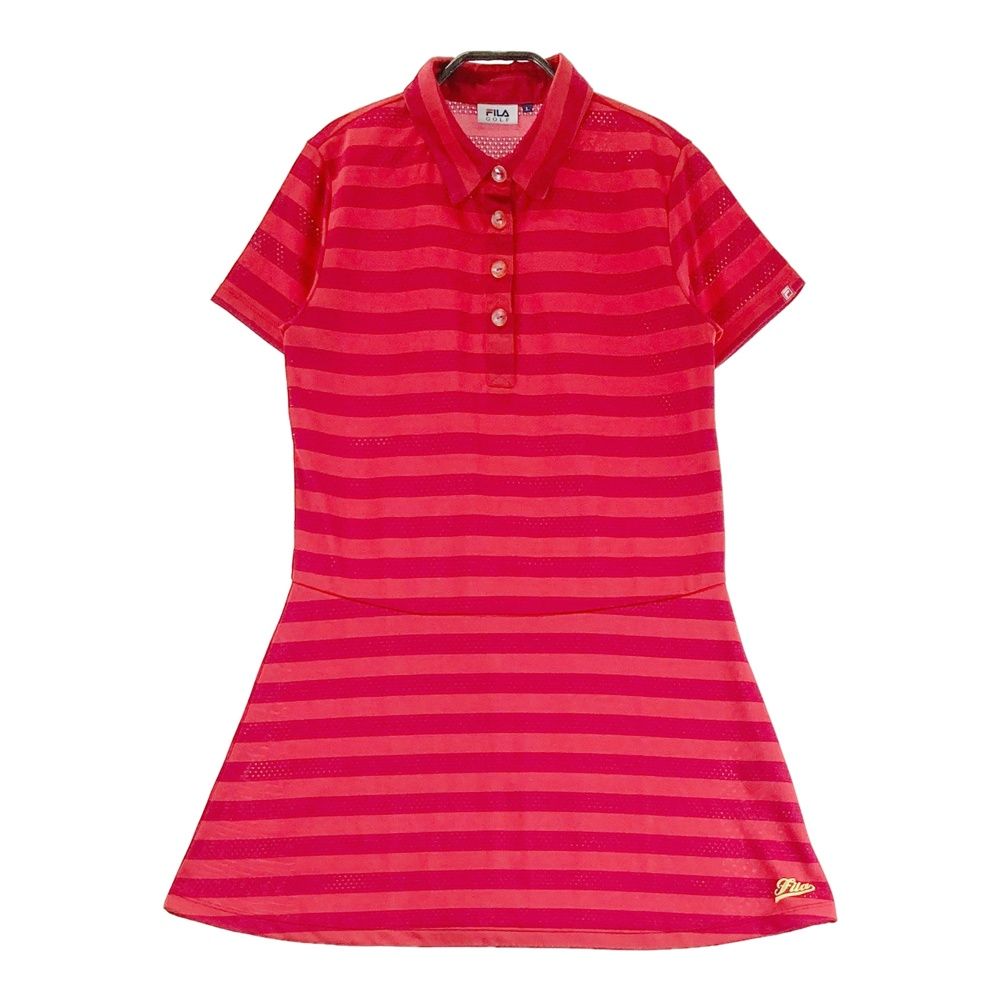 サイズ：L FILA GOLF フィラゴルフ 半袖ワンピース ボーダー柄
