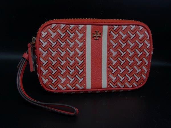 □美品□ TORY BURCH トリーバーチ PVC 総柄 ラウンドファスナー □美品□ TORY BURCH トリーバーチ PVC 総柄 ラウンドファスナー