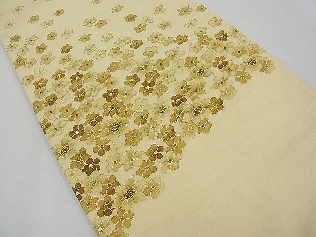 平和屋本店□極上 本場結城紬 重要無形文化財 太鼓柄袋帯 作家物 舞花