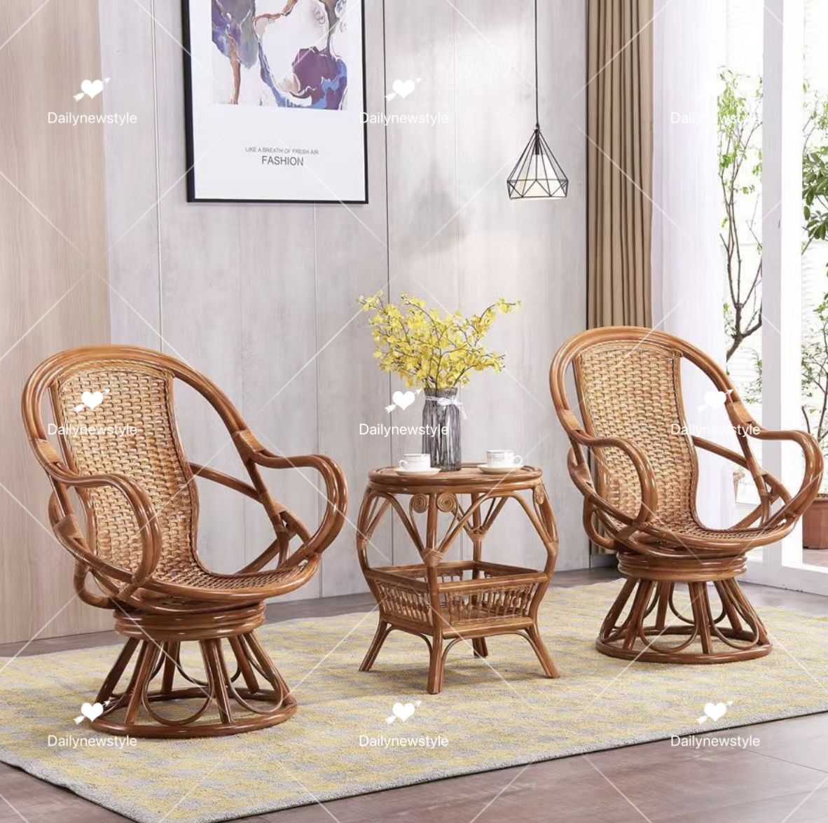 人気推薦◇籐 ハイタイプ 背もたれ 回転椅子 （ミドルタイプ