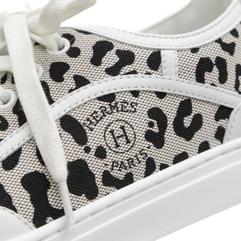 エルメス ゲットスニーカー レオパード プリュノワール トワルH
