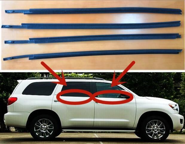 トヨタ セコイア XK60 前期 2008－ 2016年 ドア窓ガラス 外側 水切り モール ウェザストリップゴム 水切りモール 左右4Pセット