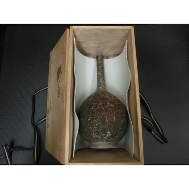 中古品 松本佐一 作 九谷焼 鶴首花瓶 花器 花入れ 一輪挿し - メルカリ