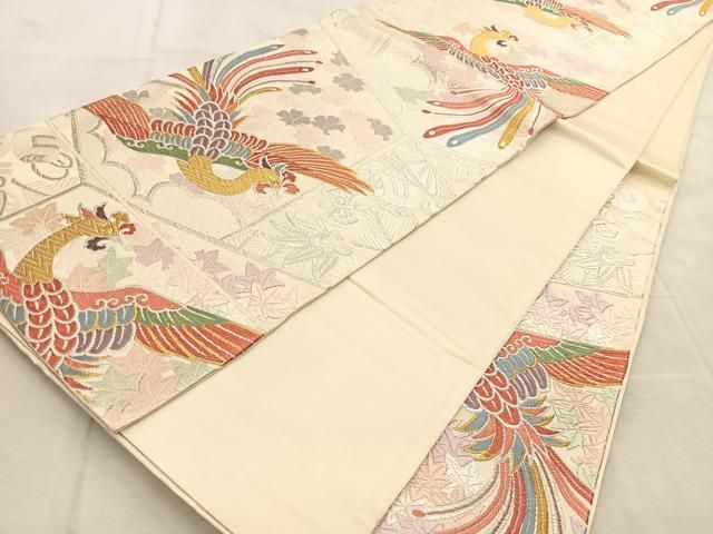 平和屋着物◎六通柄袋帯 唐織 鳳凰宝尽くし花文 金銀糸 正絹 逸品 未