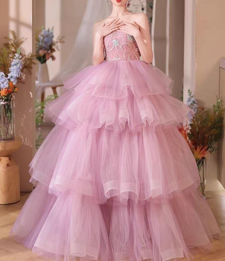 ビスチェタイプロングドレス♡段々フリル♡かわいい♡ウェディングフォトパーティー 新品未使用ビスチェタイプロングドレス 段々フリル かわいい