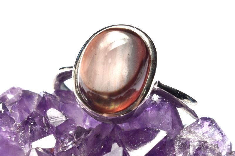 【１点物】シルバー925カラーチェンジ アンデシン　10x8mm　オーバル 指輪リング(サイズ調整可) パワーストーン 天然石 _PC5569