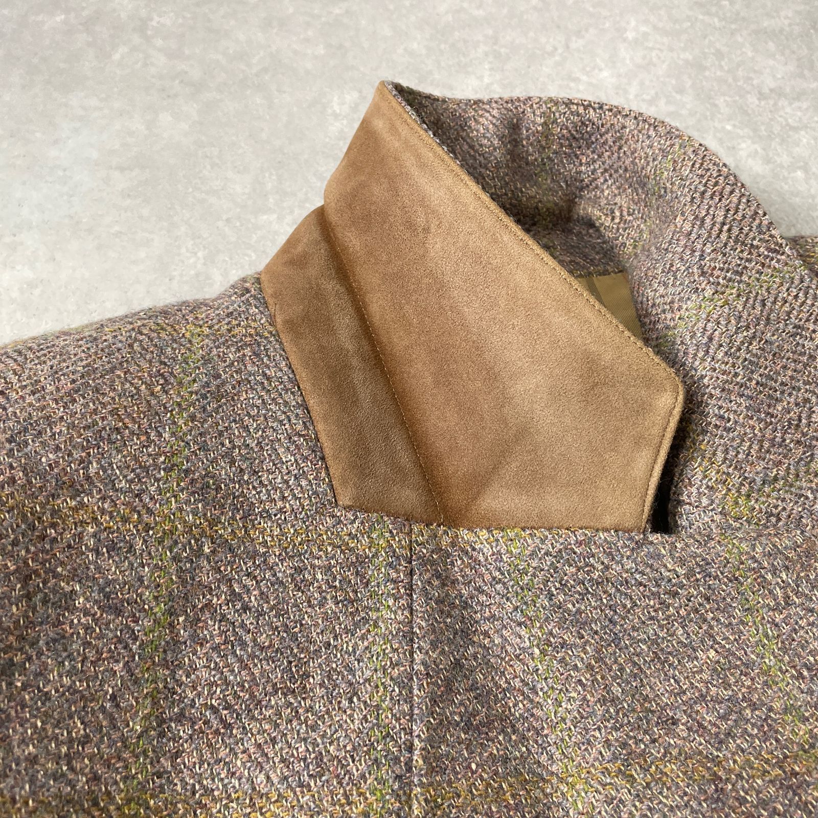 美品 ヴィンテージ BURBERRY シルク混 本革製ボタン使用 ツイード