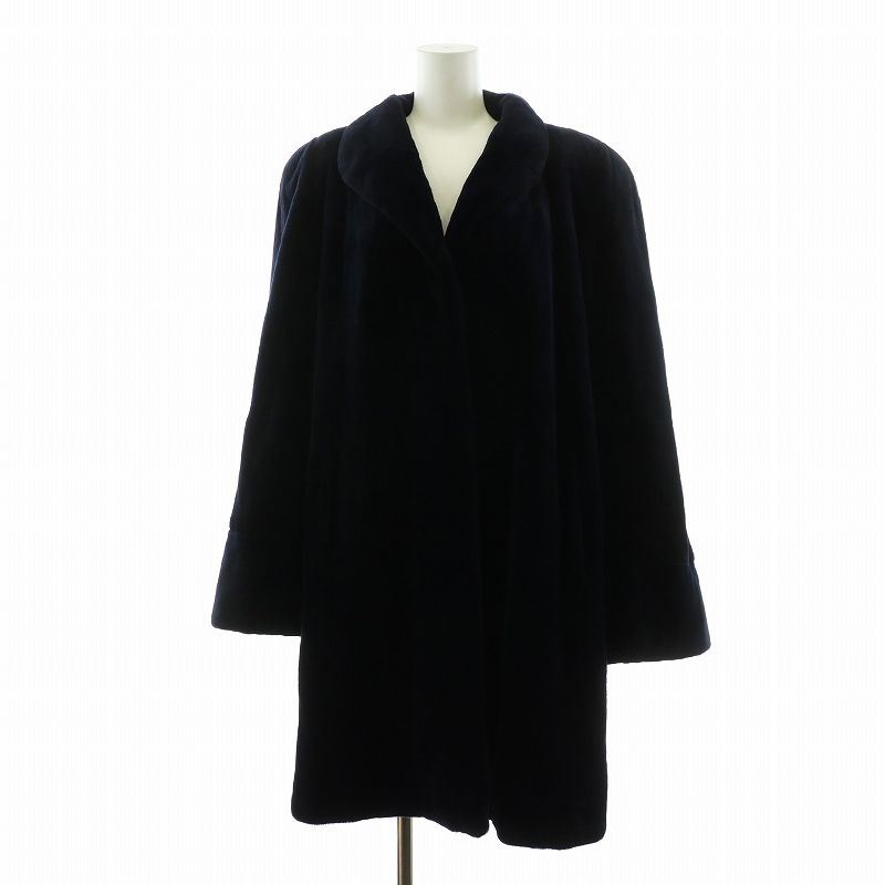 ムーンバット MOONBAT ファーフラッシュ FUR FLASH 毛皮コート シェアードミンクファー ミンク ネーム刺繍入り ロング 総裏地 9-11 M-L 紺 ネイビー GY18 MQ