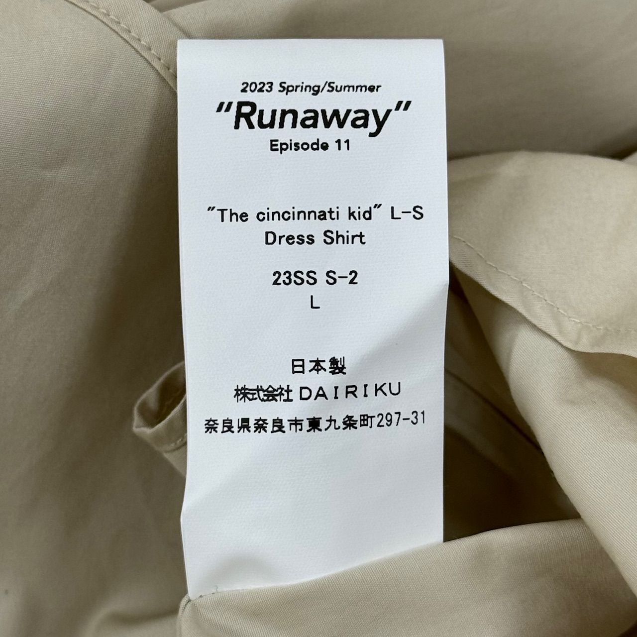 定価28600円 新品 DAIRIKU 23SS The Cincinnati Kid L-S Dress