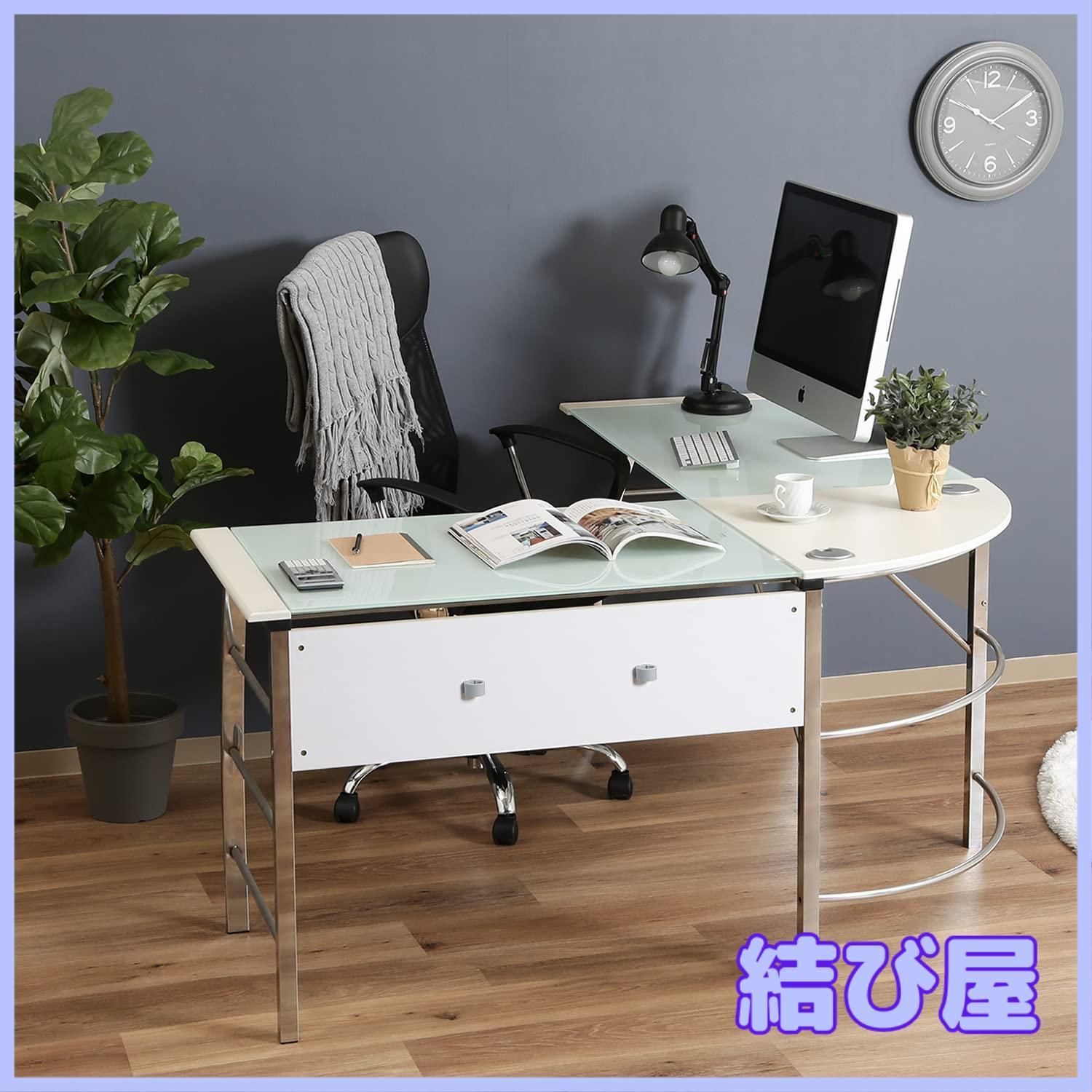特価】不二貿易 パソコンデスク PCデスク L字型 幅156×奥行156×高さ