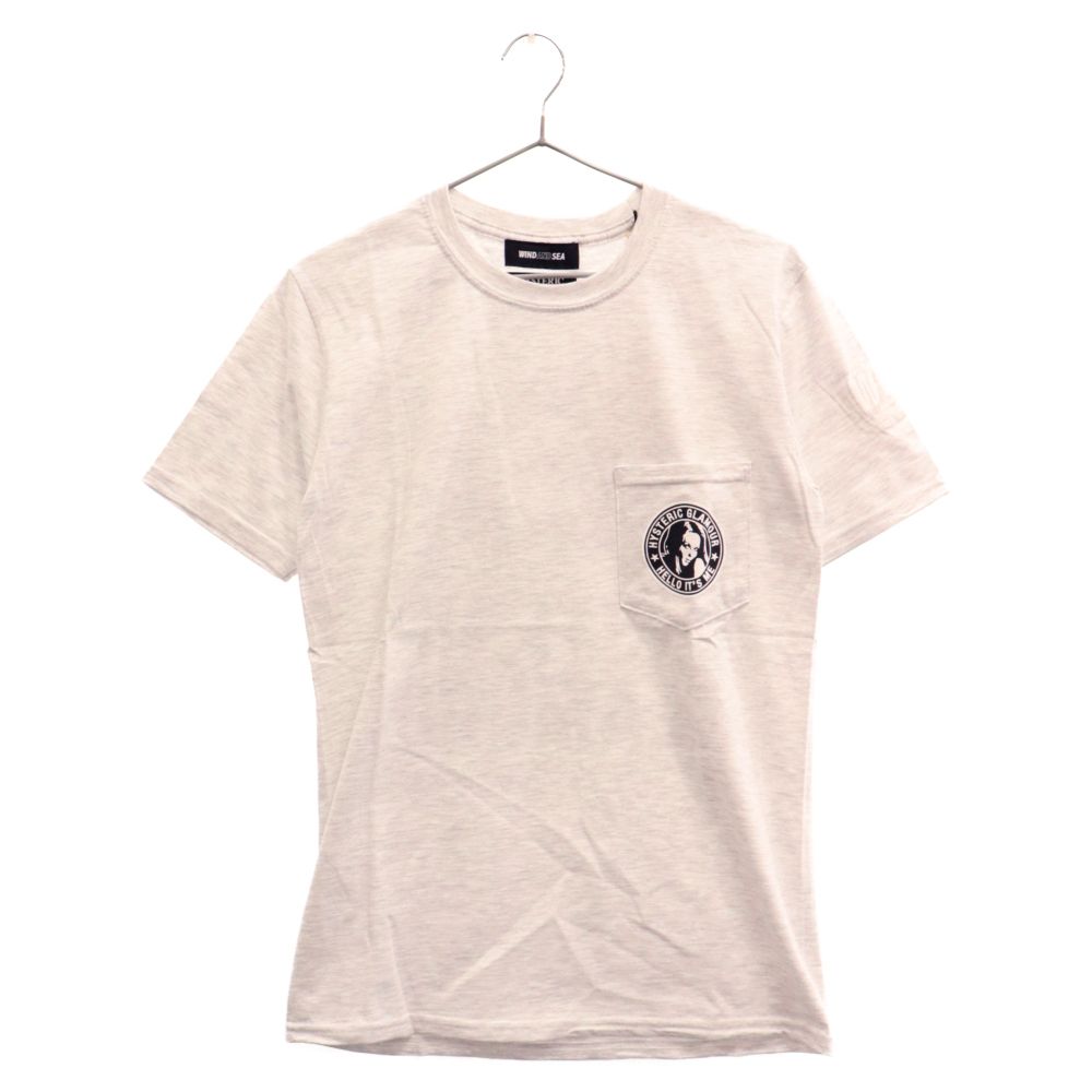 HYSTERIC GLAMOUR (ヒステリックグラマー) ×WIND AND SEA ウィンダンシー ロゴプリント半袖Tシャツ カットソー グレー WDS-HYS-05