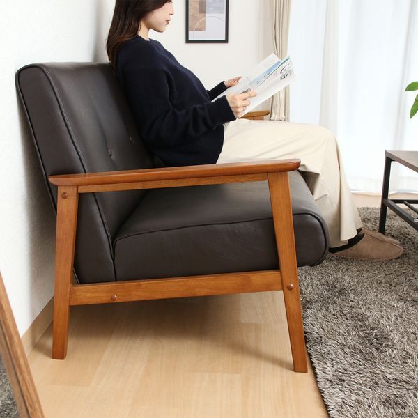 バイキャストPUソファ 3P DBR ダークブラウン 組立品 代引不可 NEXPOTALLINN_EU