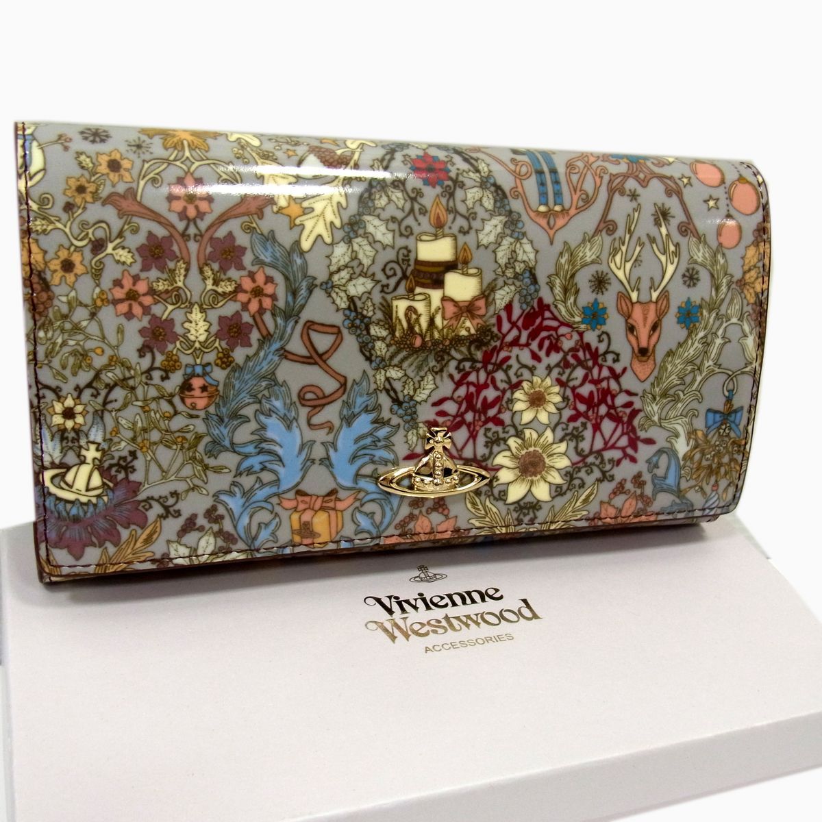 新品 定価39,000円◇Vivienne Westwood ディアスポラ 長財布 ラウンドファスナー 花 鹿 パテントレザー  ヴィヴィアンウェストウッド 箱付 - メルカリ