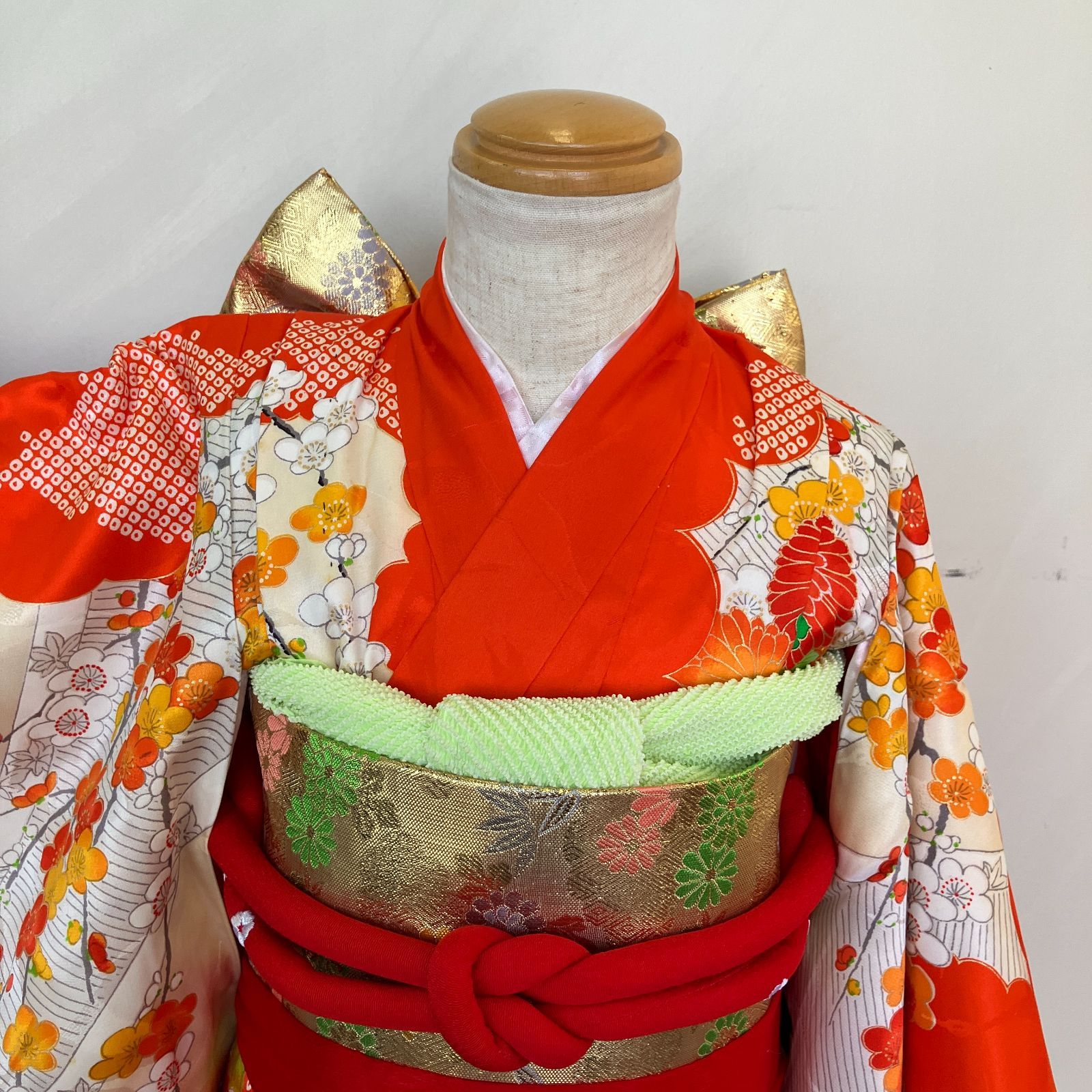 女の子３歳アンティーク着物/作り帯/草履/帯揚げ
作り帯　草履　帯揚げ　セット 7ks00003w-9593_1.jpg
