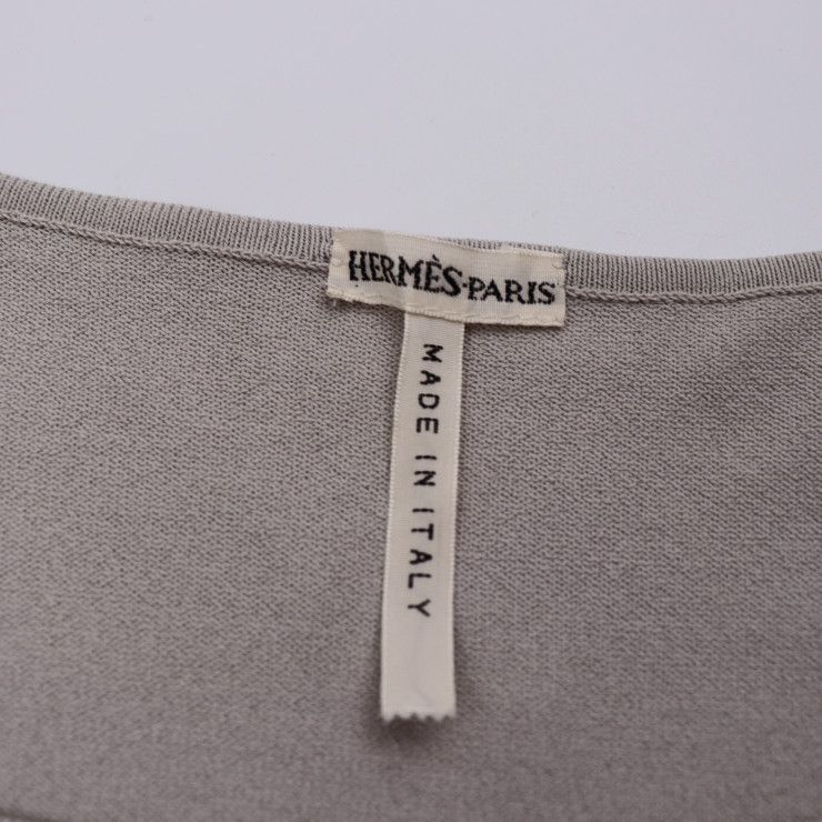 HERMES - HERMES エルメス マルジェラ期 トップス カットソー -   レーヨン96％ ポリエステル4％ ライトグレー系   ノースリーブ スクエアネック LA【本物保証】 HERMES エルメス トップス カットソー - レーヨン96