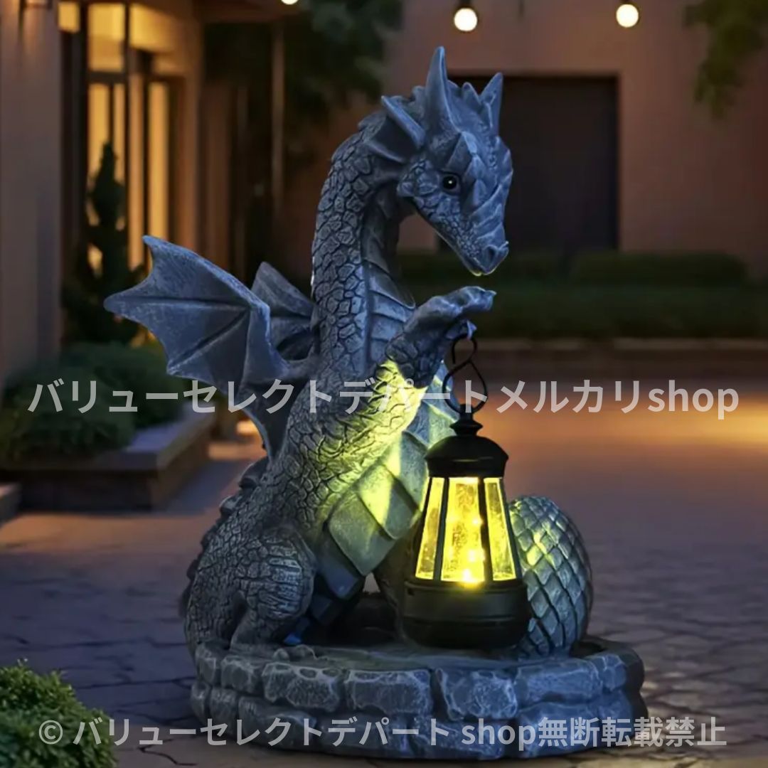 ソーラーライト おしゃれ 北欧 ドラゴン 置物 オブジェ ドラゴンの像 ガーデン ソーラー led ライト 屋外の像 屋外装飾 庭の彫刻 龍 竜 屋外 玄関 ガーデン オーナメント 小屋 ガーデニング 花壇 階段 小物 雑貨