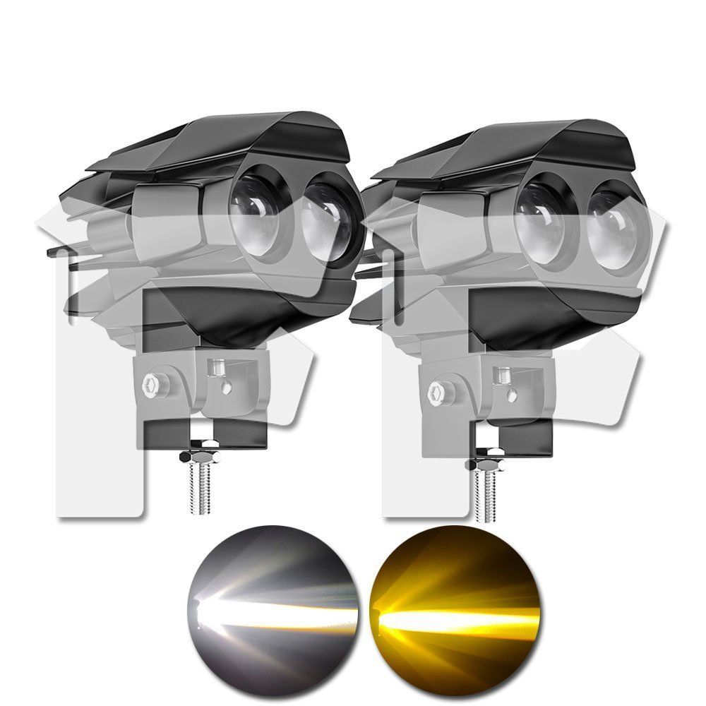 CHELHEAD バイク LEDフォグランプ 50w 4インチ 車用補助ライト イエロー 丸型作業灯 12-24v 兼用 広角狭角一体 トラ CHELHEAD LED作業灯 小型 3インチ ホワイト 50ｗ バイク LED