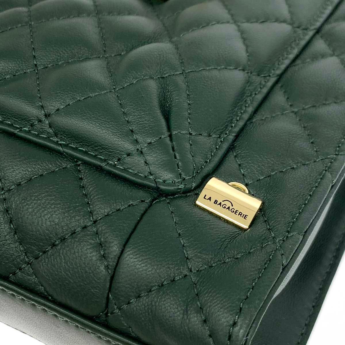 美品 LA BAGAGERIE ラバガジェリー ショルダーバッグ グリーン シープ 