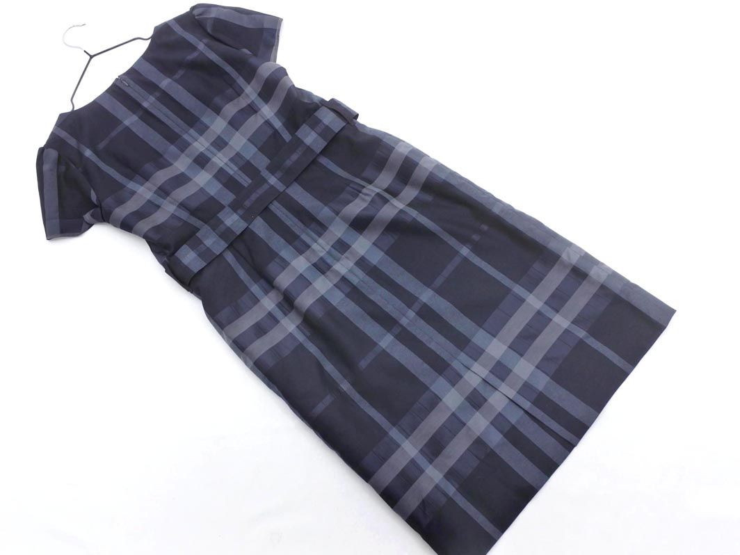 y.s　バーバリーブルーレーベル　シルク混　ノバチェック　ワンピース BURBERRY バーバリー シルク混 チェック ベルテッド ワンピース