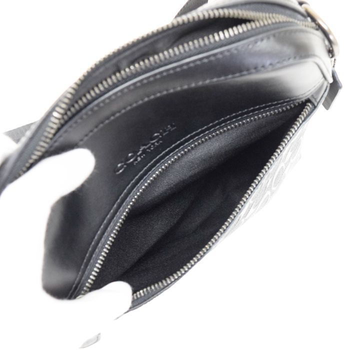 【SAランク】 コーチ COACH ヒューストン フライト バッグ エンボスレザー シグネチャー F73338 ショルダーバッグ クロスボディ 斜め掛け 肩掛け ポシェット メンズ ブラック 正規品 極美品 中古 mbm28009 コーチ COACH ヒューストン フライト バッグ エンボスレザー