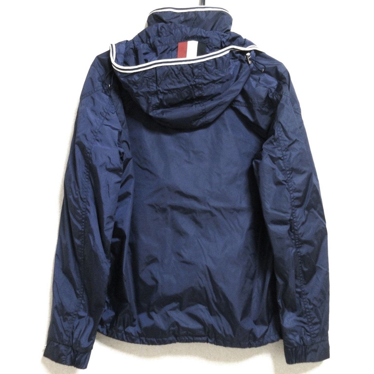 MONCLER(モンクレール) ブルゾン サイズ1 S レディース GUSTAVE ネイビー×白 長袖/ジップアップ/フード着脱可/春/秋