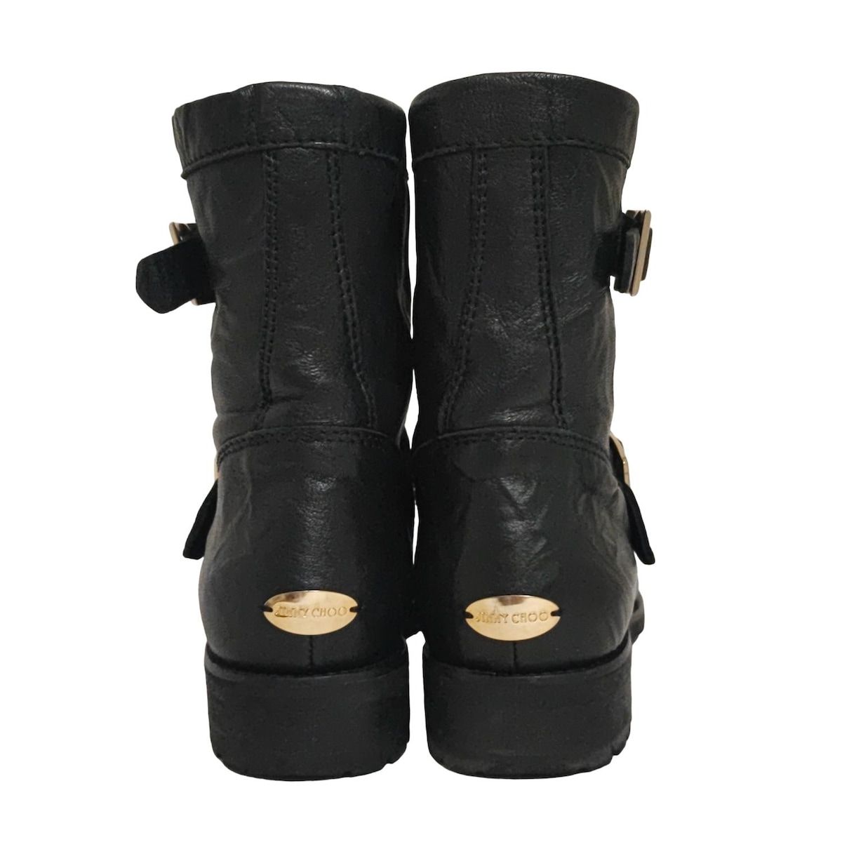 【新品】ジミーチュウ ブーツ黒37 JIMMY CHOO(ジミーチュウ) ショートブーツ 37 1 /2 レディース