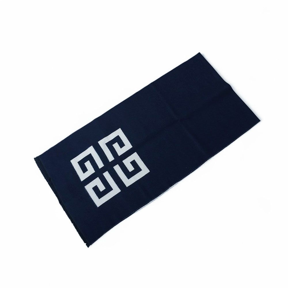 ジバンシー GIVENCHY マフラー ストール ロゴ ユニセックス メンズ レディース ネイビー 人気 ブランド おしゃれ 誕生日 記念 プレゼント ギフト 送料無料