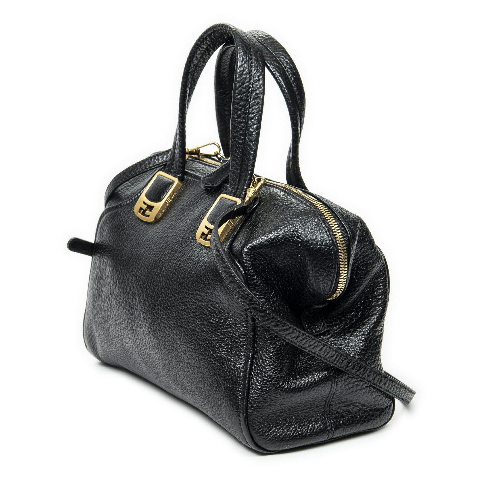 FENDI フェンディ小カメレオントート黒スパイクカーフスキンレザーA