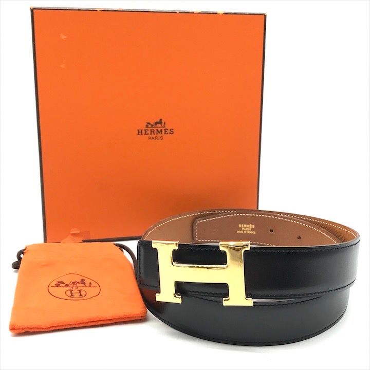 保管品 HERMES エルメス コンスタンス Hロゴ レザー ベルト 70